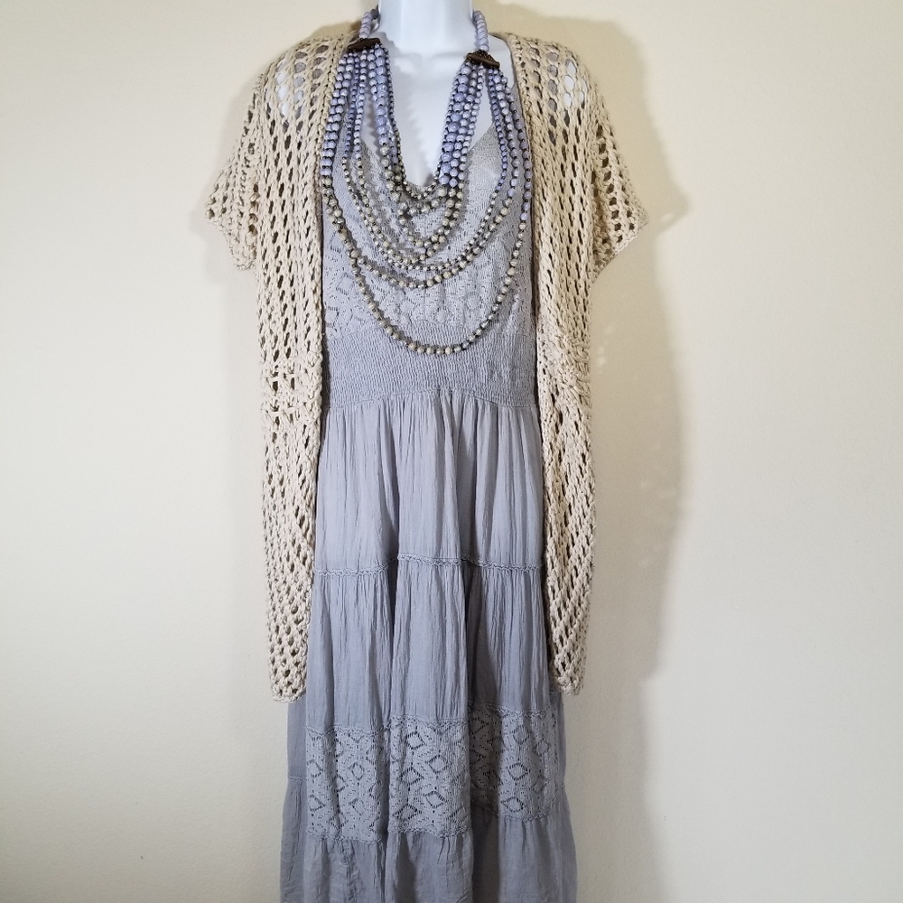 S.R. Fashion Boho Lace Midi Dress, 1X